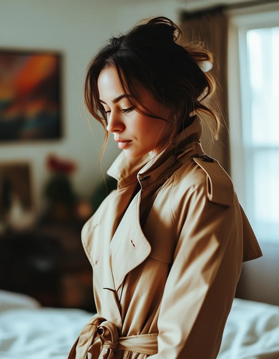 The Actual Belt-Tying Detail That Changes How a Trench Coat's Whole Silhouette Reads